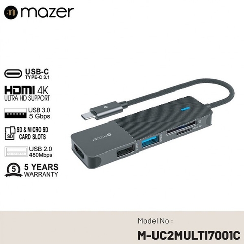 Cổng Chuyển Đổi Mazer Infinite Multimedia Pro Series Hub 5-in-1 USB-C