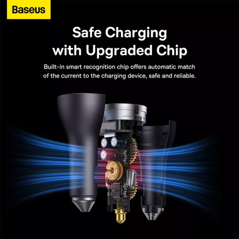 Tẩu sạc ô tô 65W Baseus Golden Contactor Pro Triple Fast Charger Car Charger