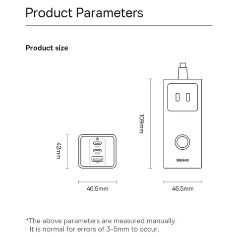 Củ sạc kiêm adapter nối dài Baseus PowerCombo 3AC+1U+2C 40W