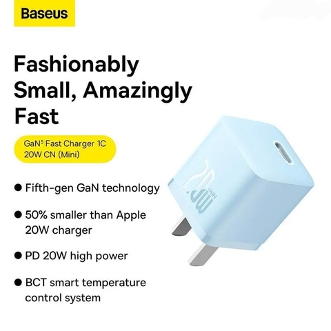 Bộ sạc nhanh Baseus GaN5 Fast Charger 1C 20W (EU)