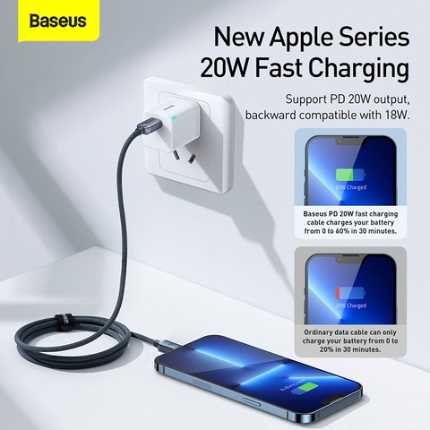 (đồng giá 99k) Cáp sạc nhanh 20W Baseus Crystal Shine Series Fast Charging Data Cable Type-C to Lightning