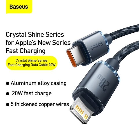 (đồng giá 99k) Cáp sạc nhanh 20W Baseus Crystal Shine Series Fast Charging Data Cable Type-C to Lightning