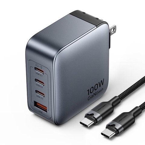 Bộ sạc nhanh VENTION 100W 4 Cổng C+C+C+A kèm cáp