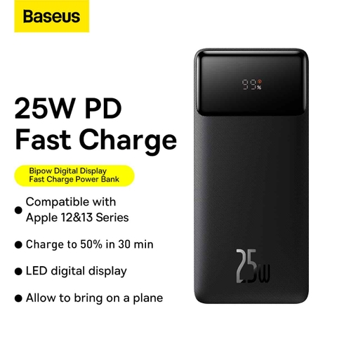 Pin sạc dự phòng 25W OS-Baseus Bipow Digital Display Fast Charge Power Bank 20000mAh