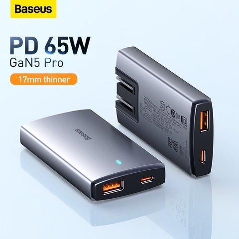 Bộ sạc nhanh 65W Baseus GaN5 Pro Ultra-Slim Fast Charger C+U