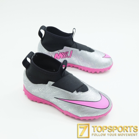 Nike Zoom Mercurial Superfly IX Academy XXV Kids TF - Metallic Silver/Hyper Pink/Black/Volt FJ2033 060