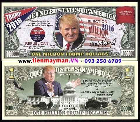 Tiền Lưu Niệm 1 Triệu USD Donald Trump