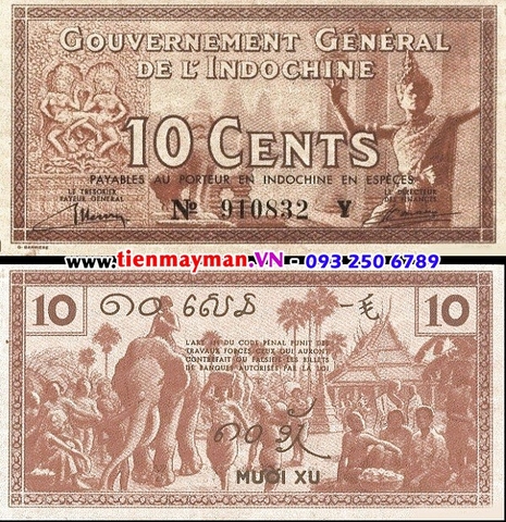 10 Cents 1939 P-85b | Chợ và voi