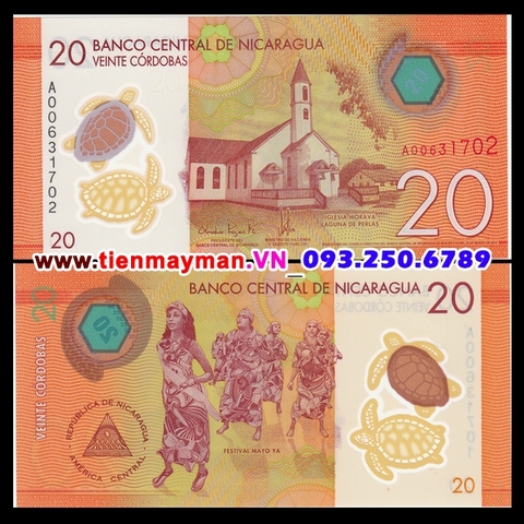 Nicaragua 20 Cordobas 2015 UNC polymer