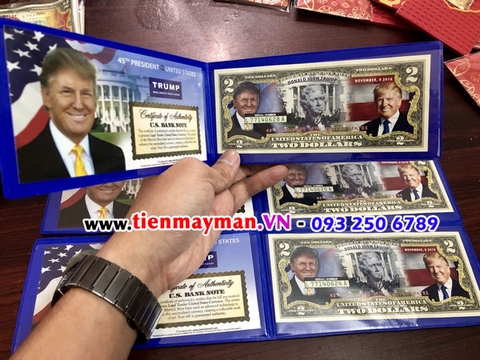 2 USD Tổng Thống Donald Trump in màu
