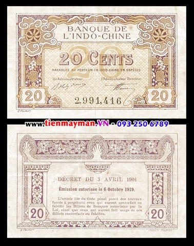 20 Cents 1920 màu vàng nâu