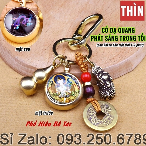 Móc Khóa 12 Con Giáp Dạ Quang TUỔI THÌN, Mặt Phật Bản Mệnh phát sáng dễ dàng tìm