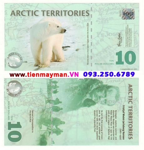 Arctic -Bắc Cực  10 Polar Dollars 2011 UNC polymer