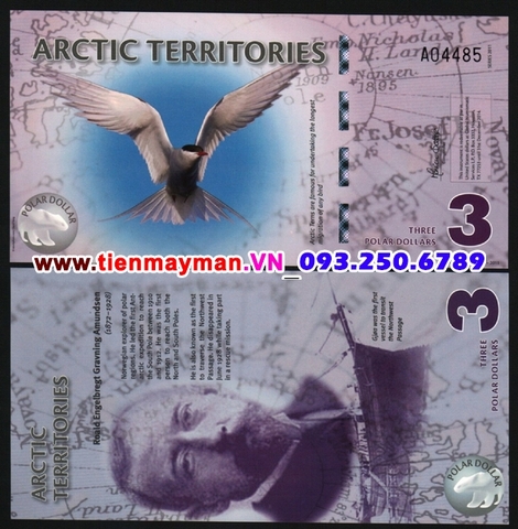 Arctic -Bắc Cực 3 Polar Dollars 2011 UNC polymer