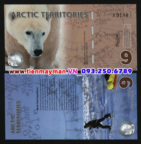 Arctic -Bắc Cực  9 Polar Dollars 2012 UNC polymer