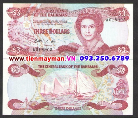 Bahamas 3 dollar 1984 UNC