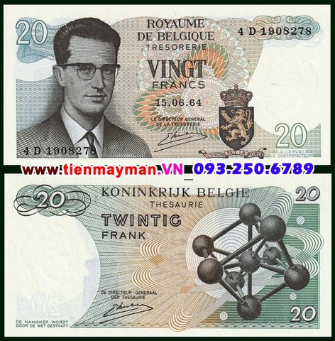 Belgium - Bỉ 20 francs 1964 UNC