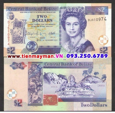 Belize 2 Dollar 2011 UNC