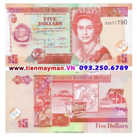 Belize 5 Dollar 2011 UNC
