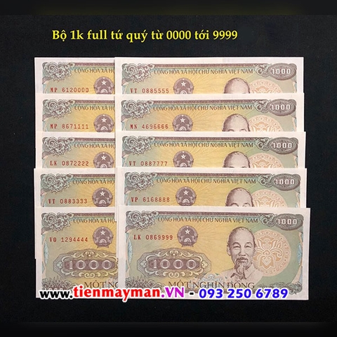 Bộ tiền 1k seri tứ quý 0000->9999