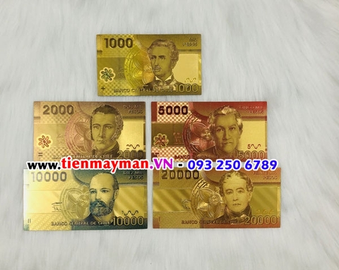 Bộ tiền Chile lưu niệm mạ vàng plastic