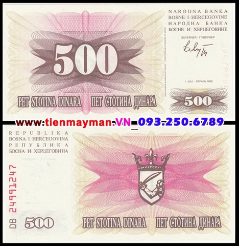 Bosnia and Herzegovina 500 Dinara 1992 UNC