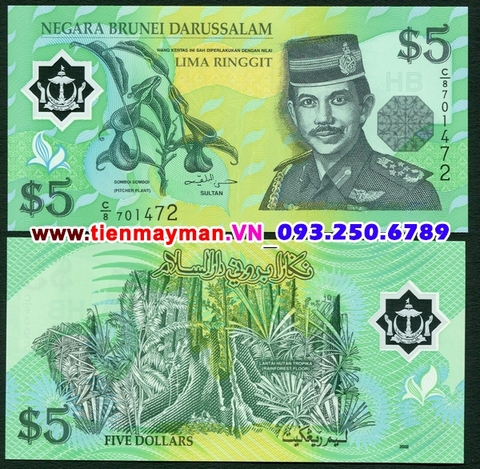 Brunei 5 Ringgit 2008 UNC polymer