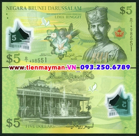 Brunei 5 Ringgit 2011 UNC polymer