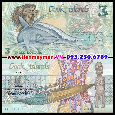 Cook Islands 3 Dollars 1987 UNC