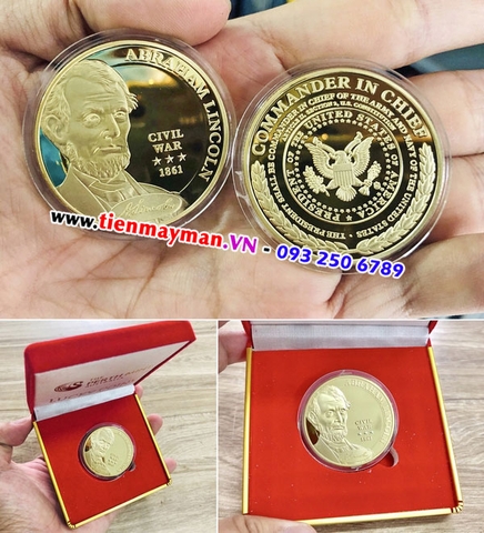 Đồng Xu Lưu Niệm Tổng Thống Lincoln Mạ Vàng