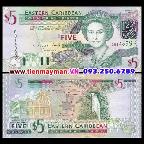 East Caribbean 5 Dollar 2008 UNC