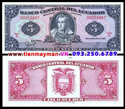 Ecuador 5 Sucres 1988 UNC