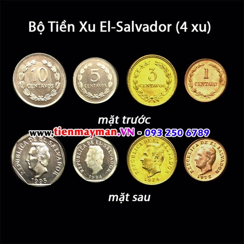 Bộ tiền xu El-Sanvador 4 xu