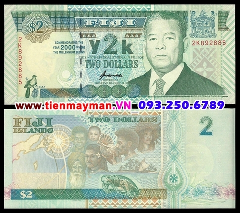 Fiji 2 Dollar 2000 UNC