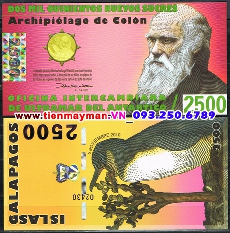 Galapagos Islands 2500 Sucres 2010 UNC polymer