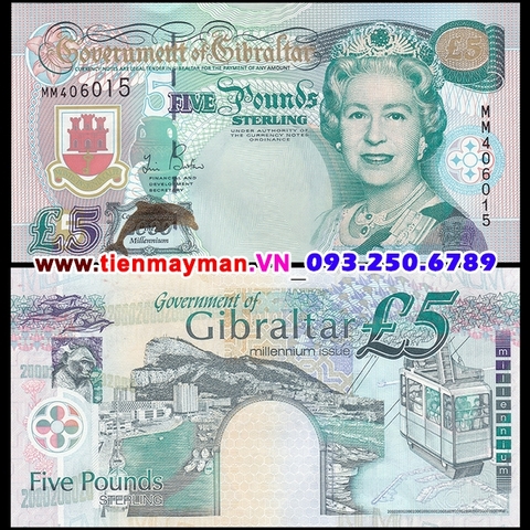 Gibraltar 5 Pounds 2000 UNC