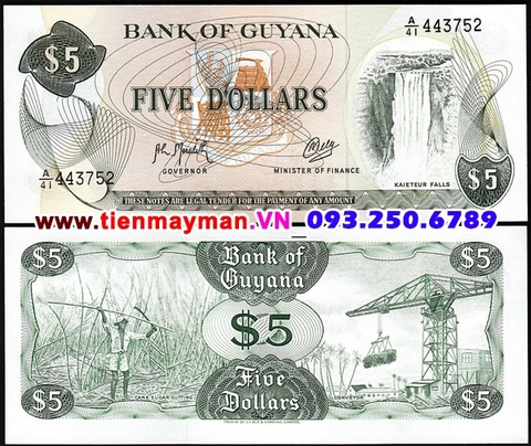 Guyana 5 dollars 1992 UNC