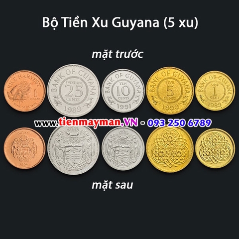 Bộ tiền xu Guyana 5 xu