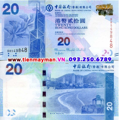 Hong Kong 20 Dollars 2010 UNC Bank of China