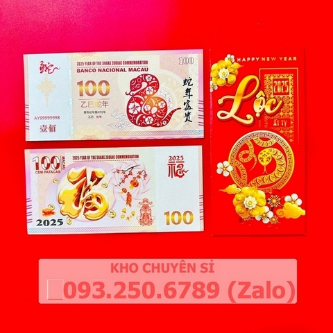Tiền hình con rắn Macao 100 Tết 2025