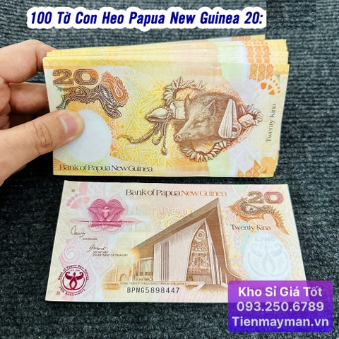 100 Tờ Tiền Con Heo Papua New Guinea 20 Kina