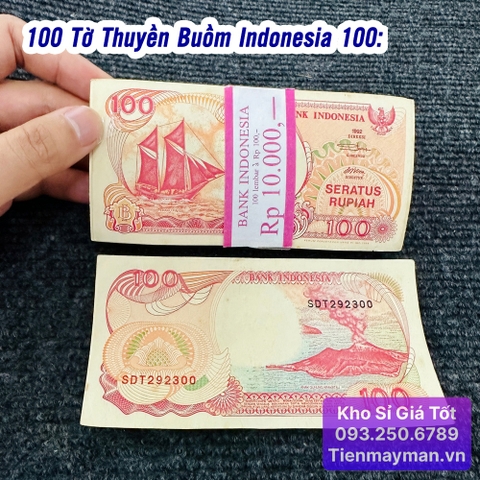100 Tờ Tiền Thuyền Buồm Indonesia 100 Rupiah