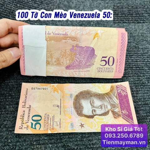 100 Tờ Tiền Con Mèo Venezuela 50 Bolivares