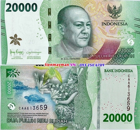 Indonesia 20000 Rupiah 2022 UNC