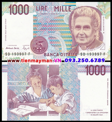 Italy -Ý 1000 Lire 1990 UNC