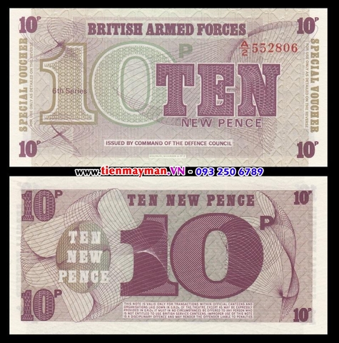 Tiền quân đội Anh - England 10 Pence UNC