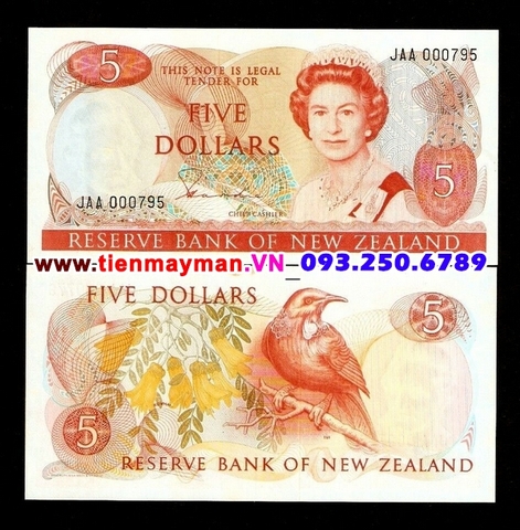 New Zealand 5 Dollar 1981 UNC