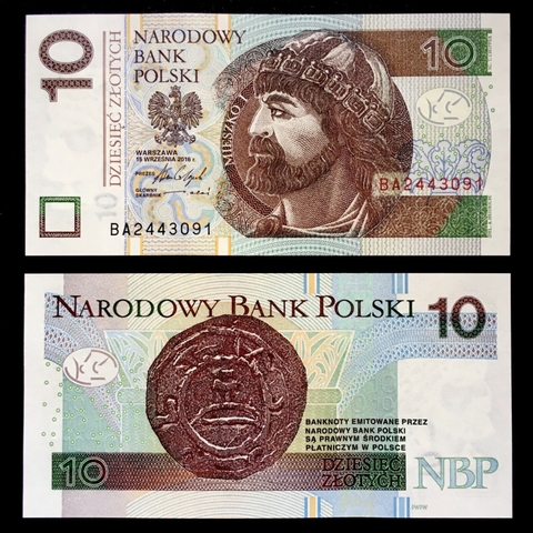 Poland -Ba Lan 10 Zlotych 2016 UNC