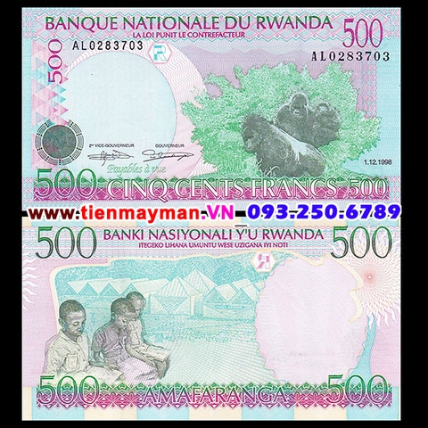 Rwanda 500 Francs 1998 UNC