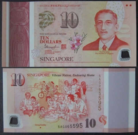 Singapore 10 Dollar 2015 UNC polymer - Gia đình mạnh mẽ